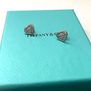 Authentic Tiffany and Co Return to Tiffany Heart Tag Stud Mini Silver Earrings